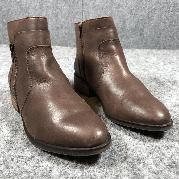 Crown Vintage Shoes - Crown‎ Vintage Cathy Ankle Booties Womens 8.5M Brown Leather Zip Block Heel